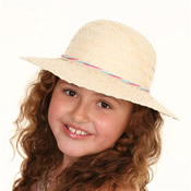 Girls Straw Hat with Coloured Band
