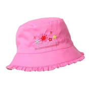 Baby Flower Embroidered Bush Hat Reversible