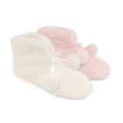 Ladies Plush Bootie Short with Pom Poms