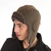 Adult Leather Look Trapper Hat Brown