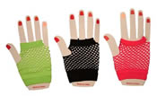 Fishnet Gloves Short Neon & Black