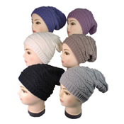 Ladies Pearl Knit Slouch Beanie