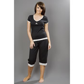Ladies Crop Pyjamas with Lace Trim
