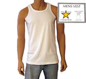 Mens Interlock White Vests 5 star